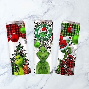 20oz Christmas Grinch Leopard Plaid Stainless Steel Tumbler